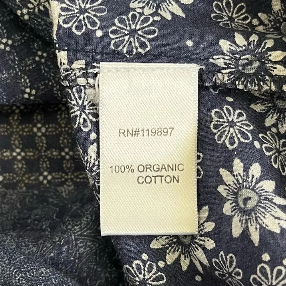 Anthropologie Eryn Boho Floral Blouse saison de la fleur Blue Cotton Top Small